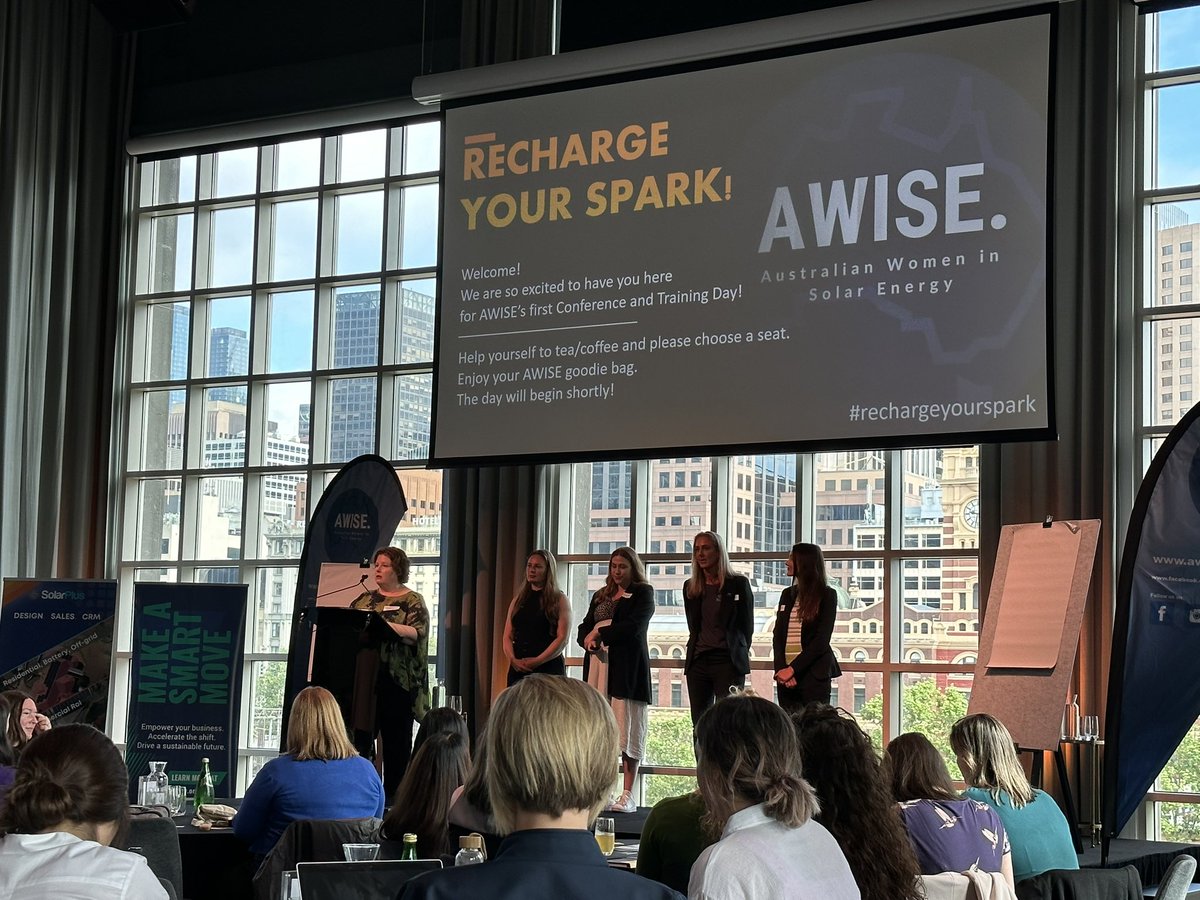 jasondownes's tweet photo. The start of a huge week in all things renewable energy. Welcoming address from @BobbiMckibbin at today’s @AusWomenInSolar event. #rechargeyourspark https://t.co/HqhUrASj7H