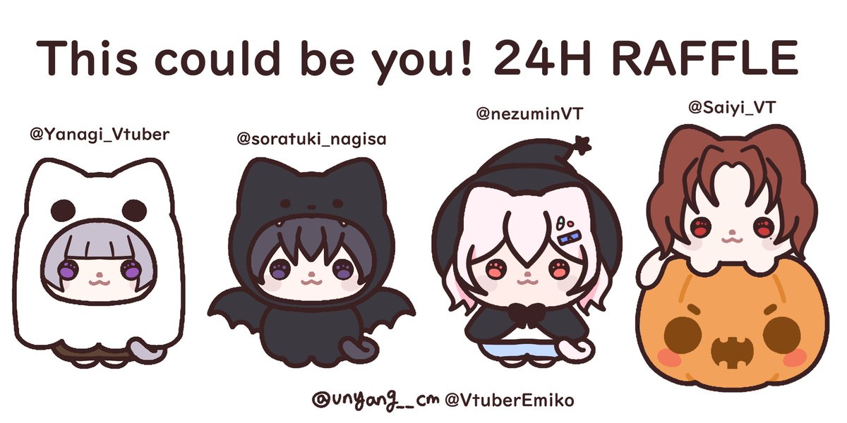 emiko_LXIX's tweet photo. 🪦 24H HALLOWEEN ART RAFFLE 🪦

Drop your PNGs and I'll do as many as I can! 
Tell me which costume you want 👻🦇🧙‍♀️🎃
Follow+RT for priority (and future raffles)
#vtuber #envtuber #emikodraws

(I will probably stream the process on the 26th so please drop by just for a fun time!) https://t.co/rjtuyKxxht