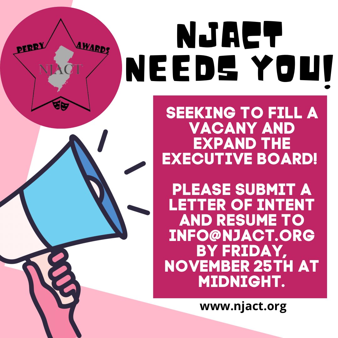 NJACT's tweet image. Attention NJACT MEMBERSHIP: Interested in a volunteer opportunity? See below! 🤗🎭🎶🩰 #njact #njactperryawards #joinourteam