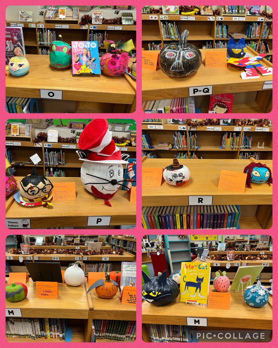 A_Colwell96's tweet photo. The @NISDGlass Pumpkin Patch is in full swing! Stop by and check them out in person! 🎃📖 @NISDLib #GlassIgnited @Karie_Bledsoe #Octoberisforpumpkins #bookcharacterpumpkins #welovereading https://t.co/S9pYRC0UzS