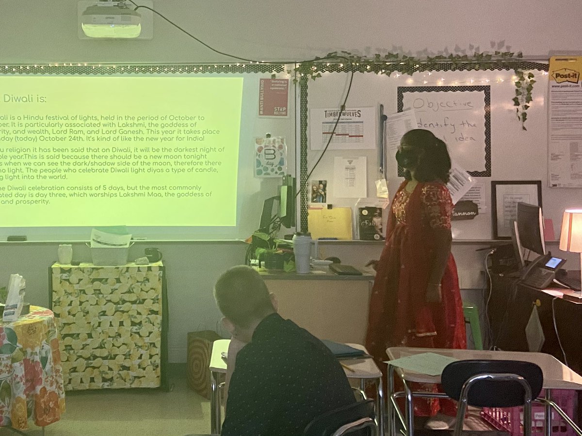 Super proud of my students - a group of students stayed after school last week to decorate and today one of them presented to all of my classes today about Diwali. The respect these students have for each other is inspiring