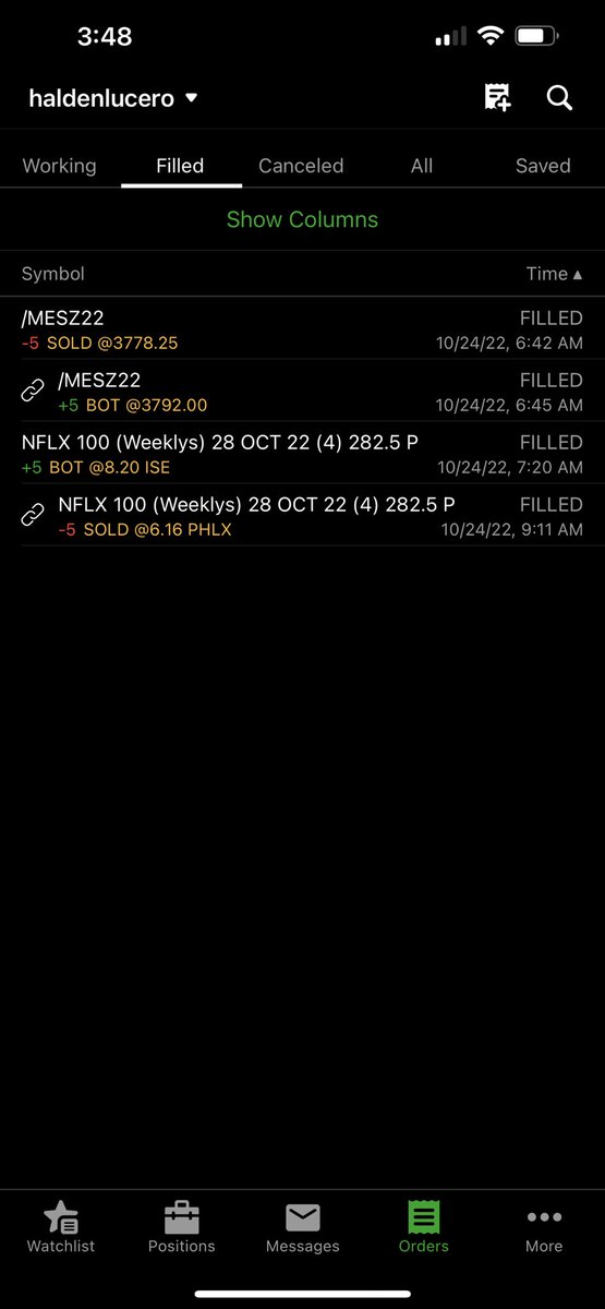 LiftLaughGrow's tweet image. Two loses today, PMI data took spy up a candle after open &amp;amp; stopped me out on some short /MES &amp;amp; was looking for some downward movement on NFLX but it just couldn’t get below 280 for a new low and push down to upper 270’s so took the L on that one. BROS long still lookin great tho