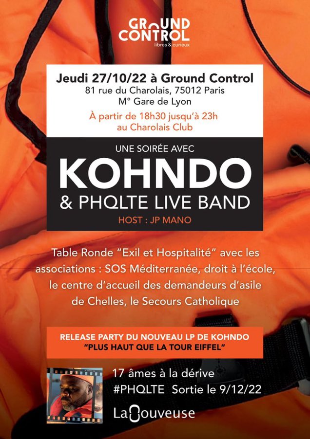 FanDeKohndo's tweet photo. @kohndo sur scène #gratuit avec un live band dans @Paris c’est la vie de rêve ;) #concert #tableronde #Migration #immigration #live #alive #Societe #hipHop #rap #rapfR #Superman #nouvelleecole #Original #culture #Cultures #2022now #sortie @VIParis @Parisviptrips @RomerDexter https://t.co/Q5l1RTSixz