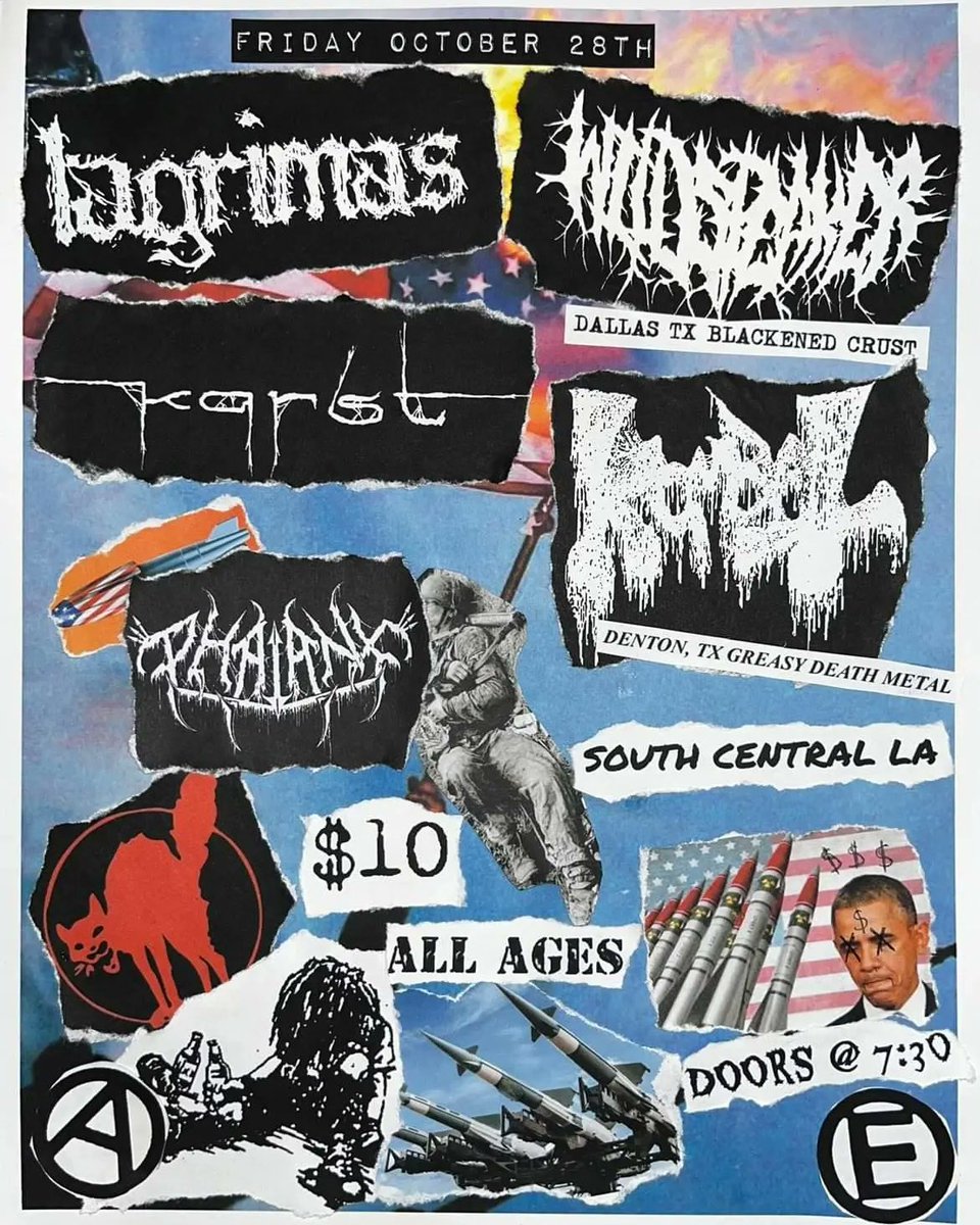10/28 in Los Angeles

2 flyers, 1 amazing show

#Kombat #Wildspeaker #Phalanx #Lagrimas #Karst