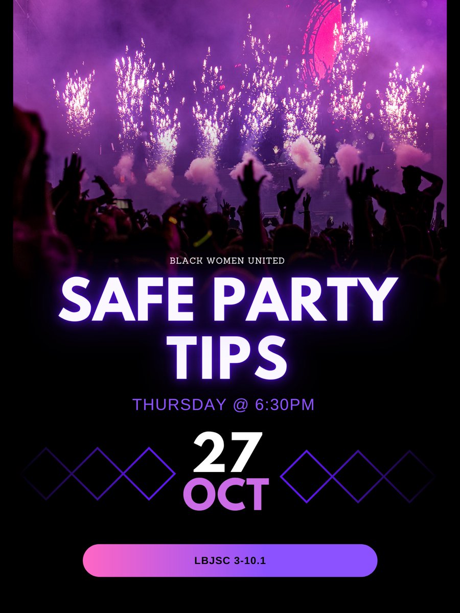 Hoco week may be over but the parties are definitely not.

Meet with us this Thursday to learn how to be safe attending parties! As always we will have a safe space to vent and learn from others. ❤️

October 27th <a href="/6/">Adrián Lamo</a>:30pm