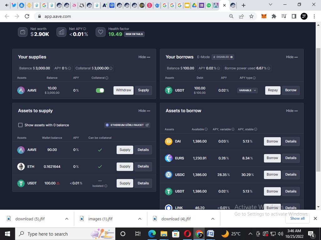 Supply and borrow Assets from the #Aave protocol (on a #Testnet) 
#Metaverse #Web3 #Panaverse_edu #uniswap