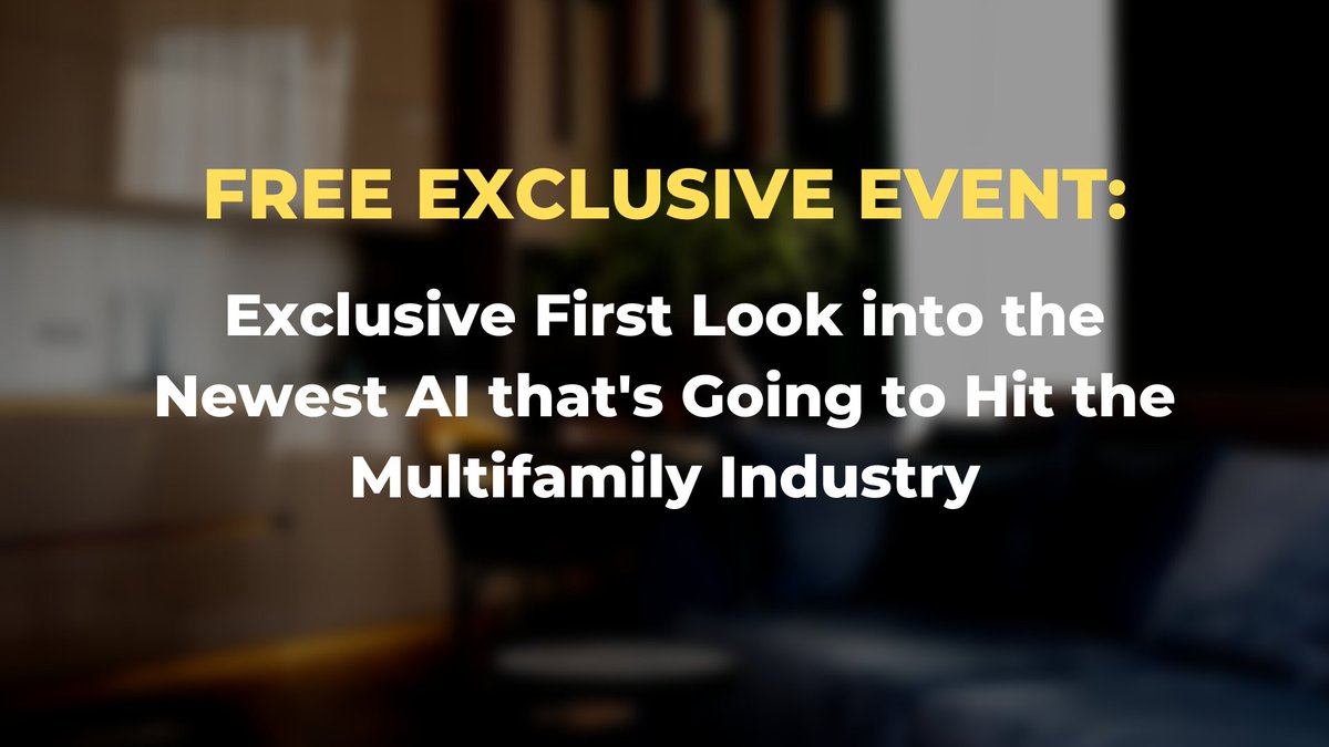 inMultifamily's tweet image. Get early access to a first look into the newest AI hitting the Multifamily Industry with this free, live event. ow.ly/HnwP50Ljo7A

#multifamily #multifamilyinnovation #multifamilytechnology #multifamilyai #proptech