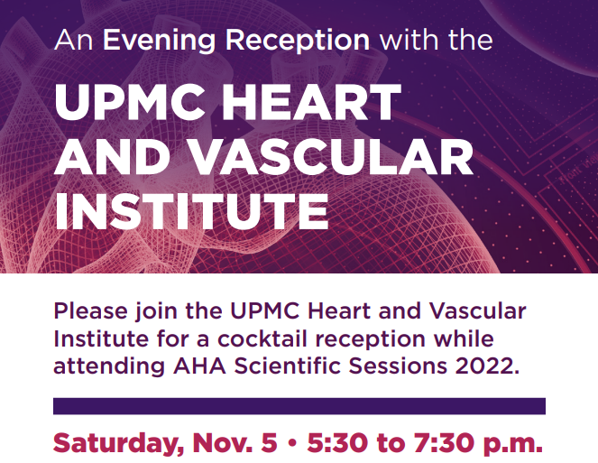 @HviUpmc Alumni, faculty and FITs!! Join us for our @AHAMeetings Cocktail Reception on Nov 5th from 5:30-7:30 at @vurooftop! @PittCardiology #cardiotwitter #upmc #AHA22 @saba_sfs3 @premsoman123 @chansteve73 @KBerlacher @MikeMathier @AnumSaeedMD @JennaSkowronski @jelevenson