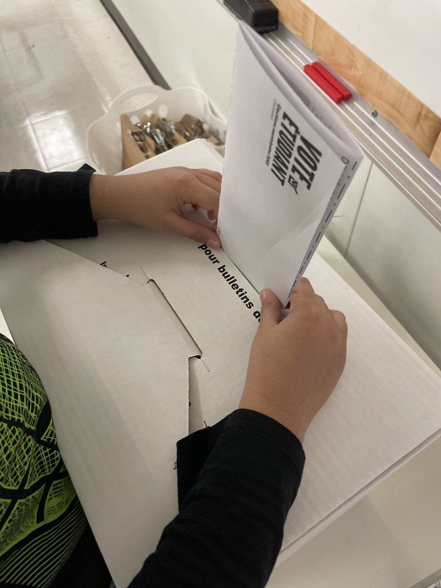 MrsFleetsTweets's tweet photo. 5-1 was excited to exercise their right to vote in the  @CIVIX_Canada @studentvote. We’re curious to see how our results compare to the overall student vote and to our municipal election results. @PAF_ps @HDSBElemProgram https://t.co/BZyXnfVTbU