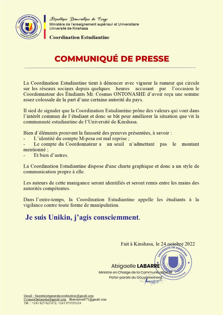 OntonasheC's tweet photo. Nous servons une cause noble et juste, évitons l'intox et surtout évitons de ternir l'image d'une personne qui défend à juste titre les valeurs morales et éthiques fondamentales de la grande colline inspiré qui est l'unikin.
Portons haut le flambeau sacré,Unikin mon université ✊🏻 https://t.co/71qmxjgj88