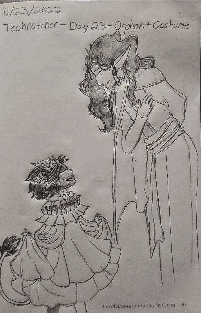 phang000's tweet photo. Day 23: Orphan + Costume
Ranboo, AKA, the only orphan that gets a gold star in Techno's book 😬
#Techno_ber #Technotober #technofanart #technobladefanart #mcytfanart #ranboofanart https://t.co/Op5jgSqGhU