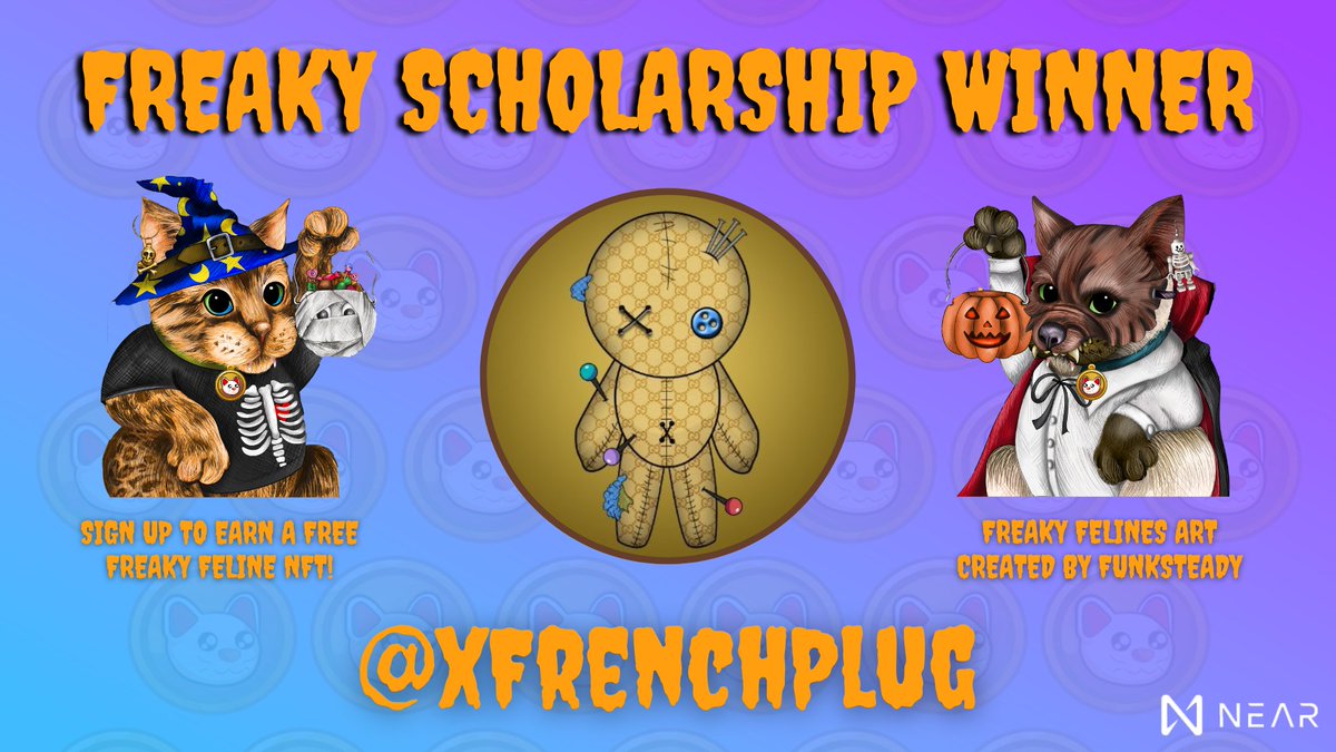 nekotoken_xyz's tweet photo. Miao! Miao! Congratulations to 
@xFrenchPlug  for being awarded with a Freaky Feline Scholarship 🎉

You have secured a FREE Freaky Feline NFT 🎃🐈‍⬛

Have you helped grow the #NEARProtocol ecosystem?
Apply for a Freaky Feline Scholarship now! 👇
https://t.co/cAhtJS8lzK https://t.co/8IEFtwZrMn
