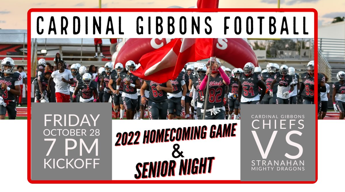 CGHS Homecoming Game &amp;
Senior Night | Friday, October 28th |  7:00 pm  Kickoff | Dr. Bud Tight Field | 🔴⚪️🛎🗣 #ICE22