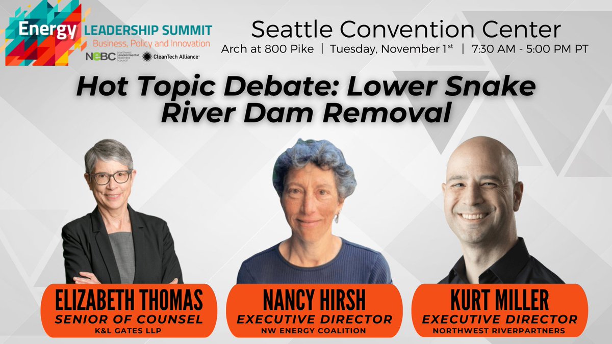 wacleantech's tweet photo. Next Tues. Nov. 1, you won’t want to miss the hot topic debate at #EnergyLeadershipSummit, which will explore opportunities & implications for #powersupply & meeting our carbon-free & #GHG reduction goals in the #PNW. #LSRDs @nebcorg
Register here: https://t.co/vrbwBw0tQh https://t.co/P9zFH42Wg8