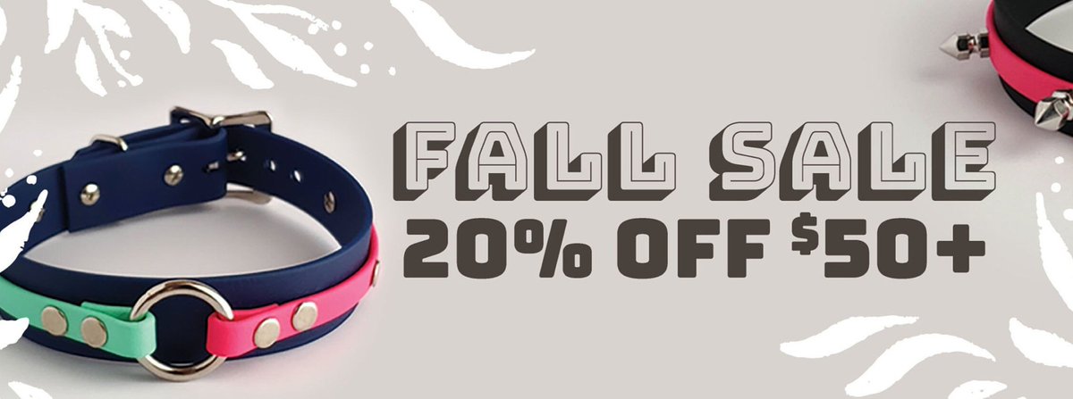FoxHenCreatives's tweet photo. Now-Nov 18 we're having a sale on our custom collars on Etsy! Get 20% off $50+ on a gift for you, your partner, playmate, or fashionable friend. Get ahead on holiday shopping today at https://t.co/AV9aRfp9Q4 https://t.co/EVgB7bclrf