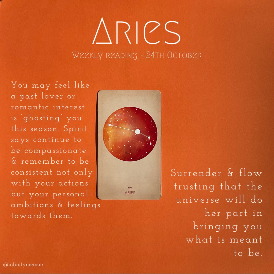 infinitymemoir's tweet photo. Aries this is your weekly reading ✨
#aries #ariesreading #arieszodiac #scorpioseason #freereading https://t.co/1oaoxwFhF5