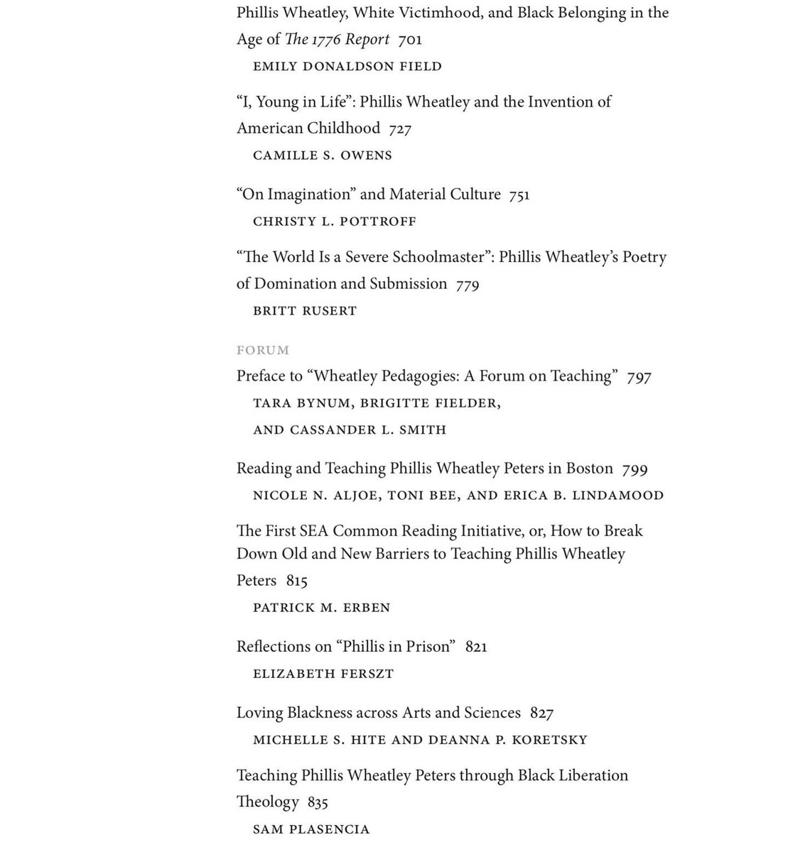 Early_Am_Lit's tweet photo. SPECIAL ISSUE 57.3 is OUT NOW! We can't wait for you to check out "Dear Sister: Phillis Wheatley's Futures." See what's featured below. https://t.co/c1NexqBYbD