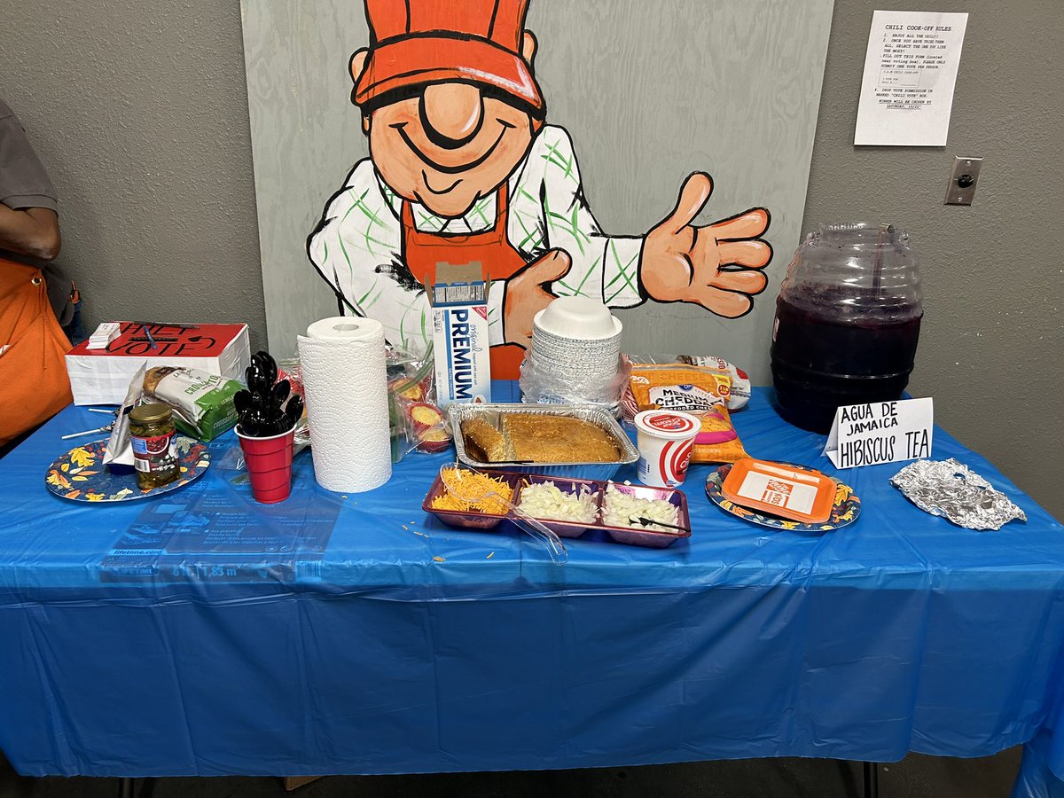 kaleyaker3315's tweet photo. CAM Chili Cook-Off was such a success! Big congrats to Ms. Sue 🧡She  won with a whopping 12 votes! #CAM2022 https://t.co/165eLITNvR