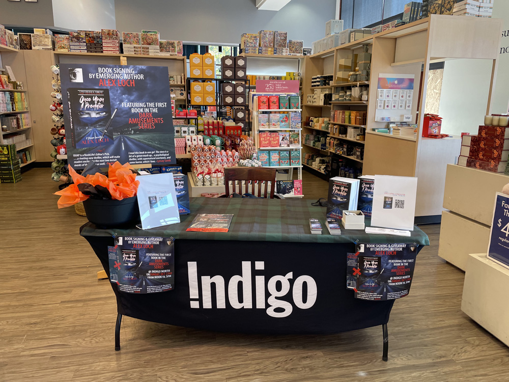 AlexLochNess's tweet photo. A big thank u to everyone for the well wishes and those who were able to make it out to my very first book signing yesterday! (U know who u are! <G>) 
The overwhelming love and support I received mean a lot so THANK YOU!

#BookSigning #OnceUponAPredator #IndigoNorth #ReadersRock https://t.co/CjMukT9oYO