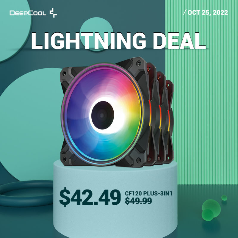 DeepCoolNA's tweet photo. We're total FANS of this deal!
12HRS only!
Valid - Oct 25, 2022 10:35 AM PDT to 10:35 PM PDT
https://t.co/N7yROtyuMU
#deepcool #amazondeals #techdeals #tech #CF120plus #casefans https://t.co/gRjhdsOaTA