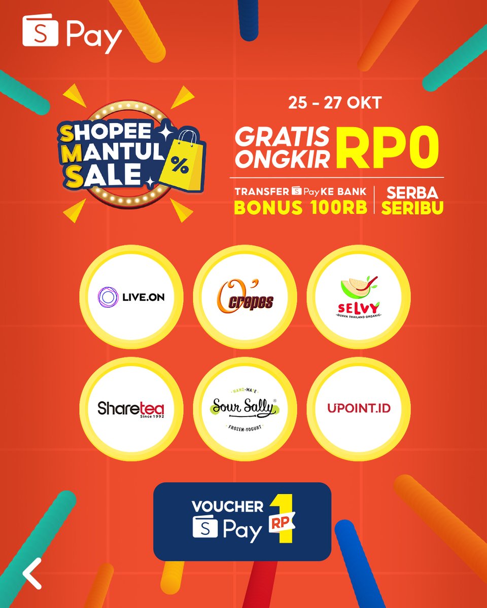 ShopeePay_ID's tweet photo. Gajiaaan tibaaaaaa! Waktunya nikmatin #ShopeeMantulSale lagi! ๐ฅณ๐
Bisa makan, jajan, transfer & belanja hemat dengan PROMO GRATIS ONGKIR RP0, TRANSFER SHOPEEPAY KE BANK BONUS 100 RIBU & SERBA SERIBU!
Untuk info lengkap, cek https://t.co/D7nTFZ9Gjg ya~. ๐คฉ
#ShopeeSMS https://t.co/IVSMFhfcx3