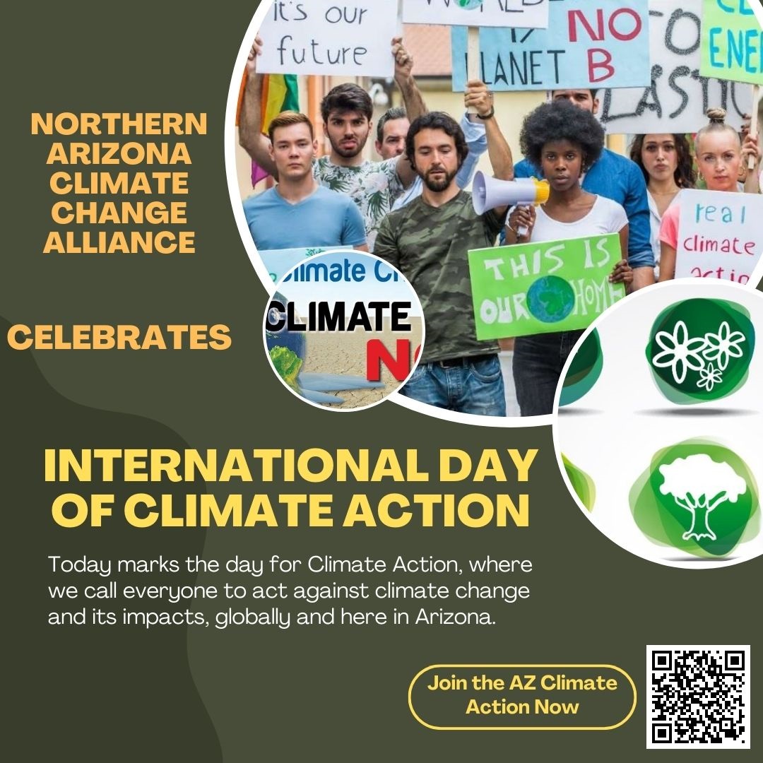 AzClimate's tweet photo. Join #NAZCCA in celebrating #InternationalDayofClimateAction  Today marks the day for #ClimateAction , where we call #everyone  to act against climate change and its impacts globally and here in #Arizona . 

Join the Climate Action in AZ Now: https://t.co/B3BVg9kFmr https://t.co/uLquqr1hjV