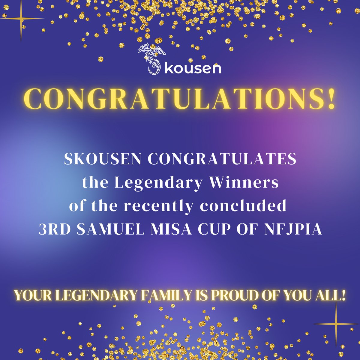 TheSkousen's tweet photo. The Legendary House of Skousen proudly congratulates the Legends who remained triumphant in the recently concluded 3rd Samuel Misa Cup of the NFJPIA.
Skousen is so proud of you all! 🌊🌊🌊
#MostPerfectHouse🌊
#LegendaryHouse💙
#SkousenBestHouse💙
#homeoftheLegends https://t.co/D3JZSE4MM9