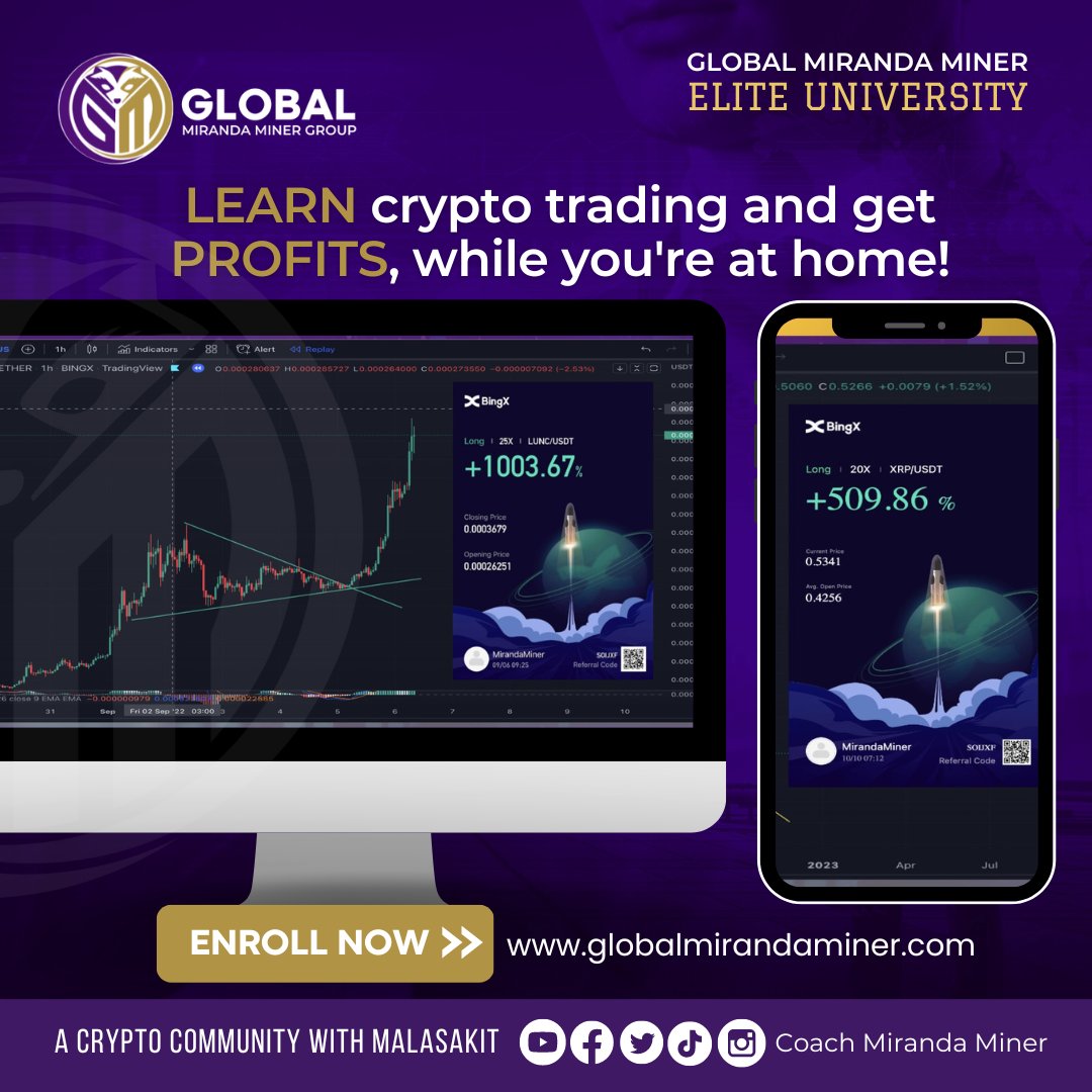 Did you know that #TRADING is just a 1-hour business which can give you PROFITS aside from your regular job?

With our #EliteUniversity - No matter the market conditions, you can still WIN while you're at home.

LEARN more about #crypto by visiting: globalmirandaminer.com
#btc