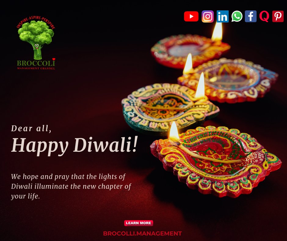 broccoli_mgmt's tweet photo. Shine like sparkles, glow like candles and burn all the negativity like crackles. Wish you all a very lovely &amp; cheerful Diwali.

Team Broccoli Management Channel

#diwali #diwali22 #Diwali2022 #broccolimanagement #managementchannel #learnmanagement https://t.co/itp4mT7lmH