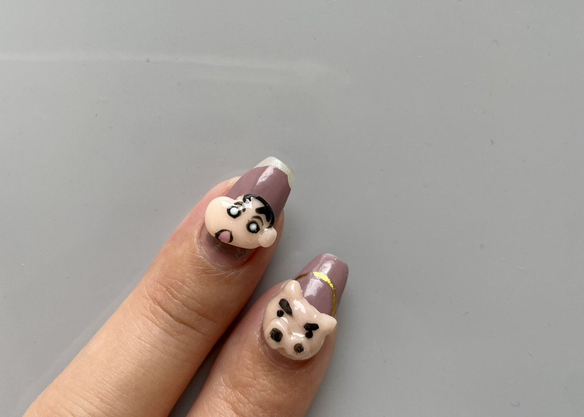 miiko_nail's tweet photo. 【みっこのお遊びネイル】
爪きったなくてすいません。。
前にお遊びで作ったしんちゃん！
爪に乗せるとこんな感じ
もう少し改良の余地あり。 https://t.co/1IDJvzLgCj