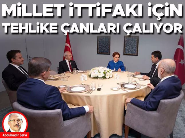 Hurriyet's tweet photo. Abdulkadir Selvi yazdı: Millet İttifakı için tehlike çanları çalıyor

🖊 @abdulkdir_selvi 
https://t.co/GMUnIYeL4c https://t.co/1FCAlaY1Af