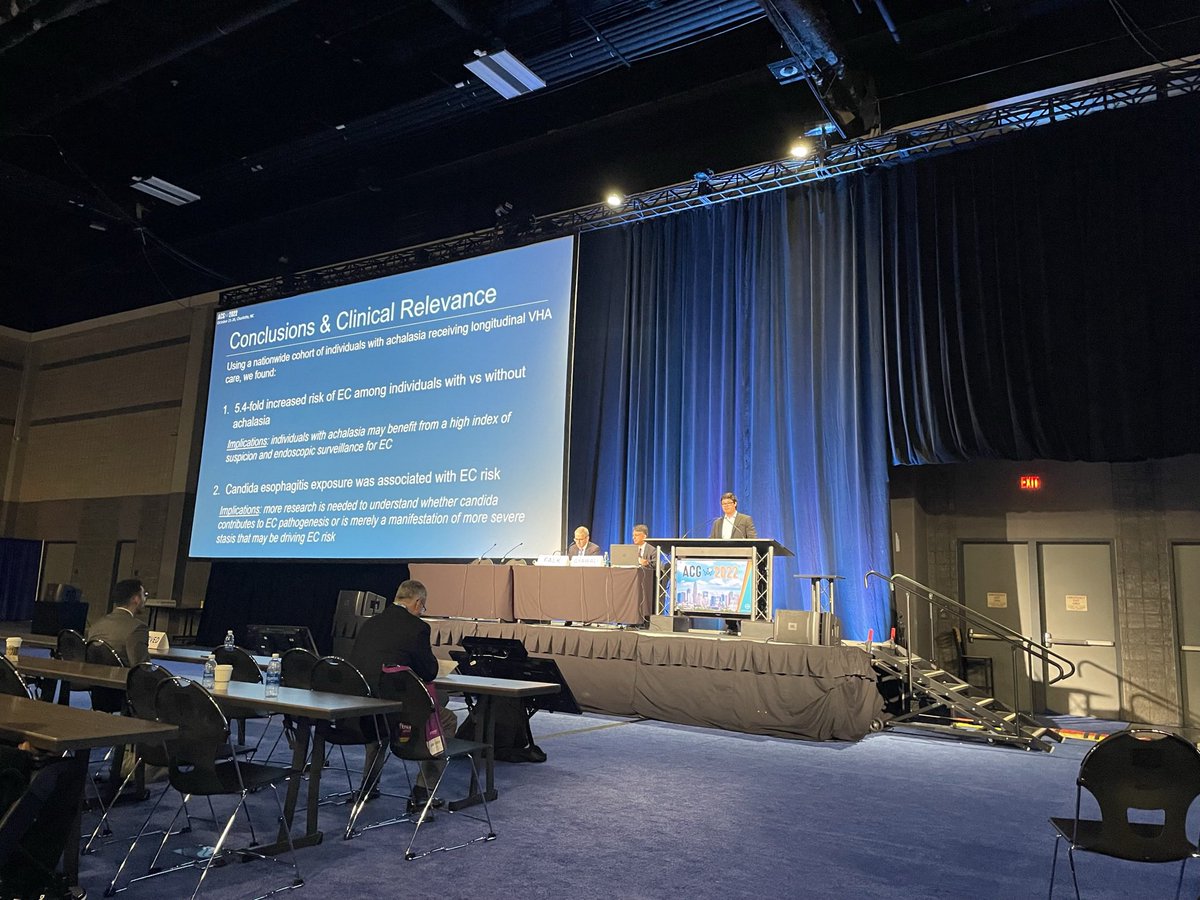 We are so proud and honored of rising star @Eric_Low_GI on a fantastic presentation on risk of esophageal ca in #achalasia & well deserved award #ACG2022 @UCSD_GI