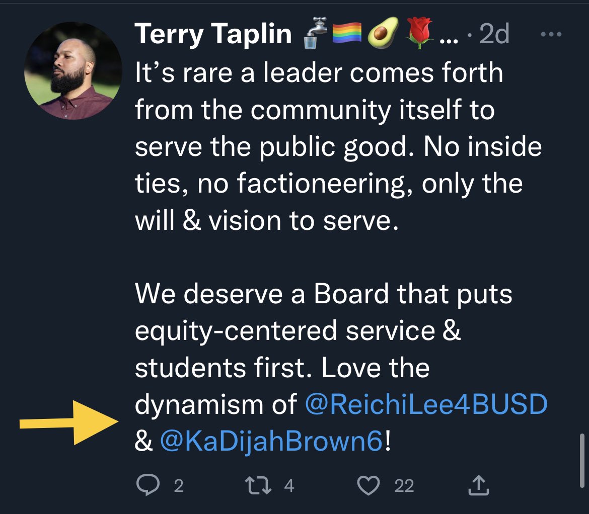 ClydeBarksAtMe's tweet photo. When you suddenly remember you endorsed a 3rd candidate for school board, after spending the past week ignoring and undermining her @TaplinTerry 🙄 https://t.co/SAttIW7eGc