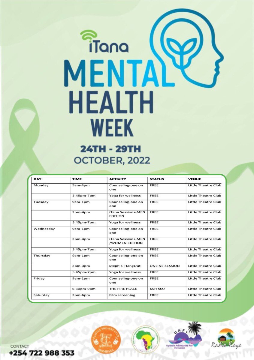 Heartstigraphy1's tweet photo. Our Week!
Mental Health conversations!
 @Psy_Farheen @baheromohamed @ItanaKenya @INENDorg @Ahmednoor_Haji @mentalhealth @kenya_mental @HekayaEA @PwaniYouth @Kcyg001 
@vinnie_maish @ItsNdau @james_atito 
#iTanamentalhealthweek 
#BehindClosedHearts  
#stephshangout #Tuna_iTana https://t.co/BRlor3Zd2v