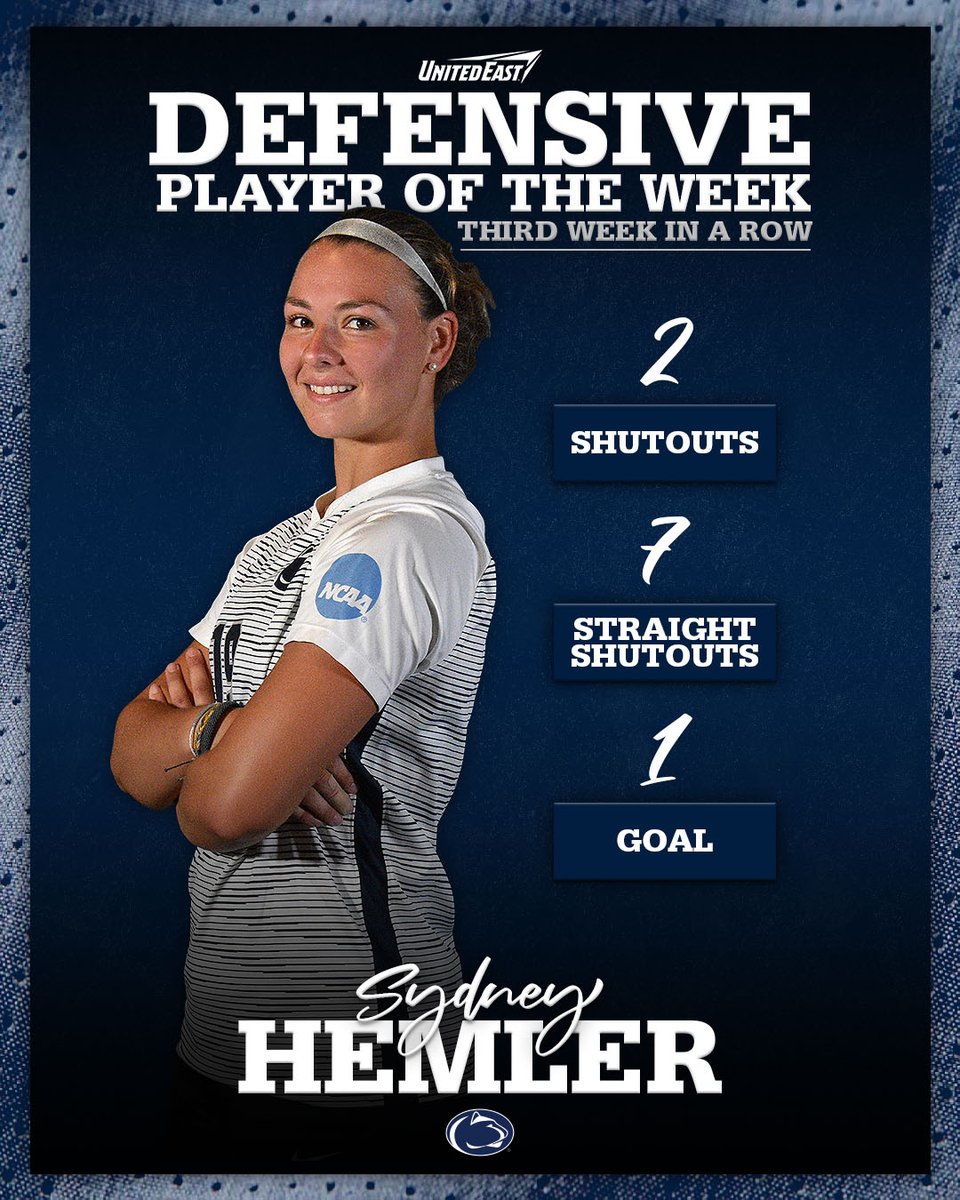 PSHbgAthletics's tweet photo. Make it three straight for The Kid!

For the third week in a row, #pshbgwsoc's Sydney Hemler has been named the @GoUnitedEast Women's Soccer Defensive Player of the Week!

#d3soccer
#pshbgwsoc
#PrideSpiritHonor https://t.co/jrWC9X8pmi