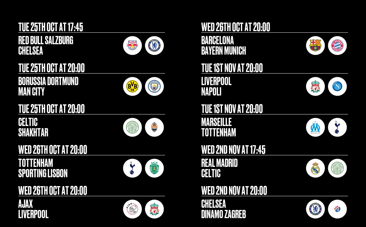 You see these burgers? They’re all available for only £15 with chips and ANY PINT during ANY of the Champions League games. Good deal right? 

***Champions League OFFER*** Burger + chips + pint = £15