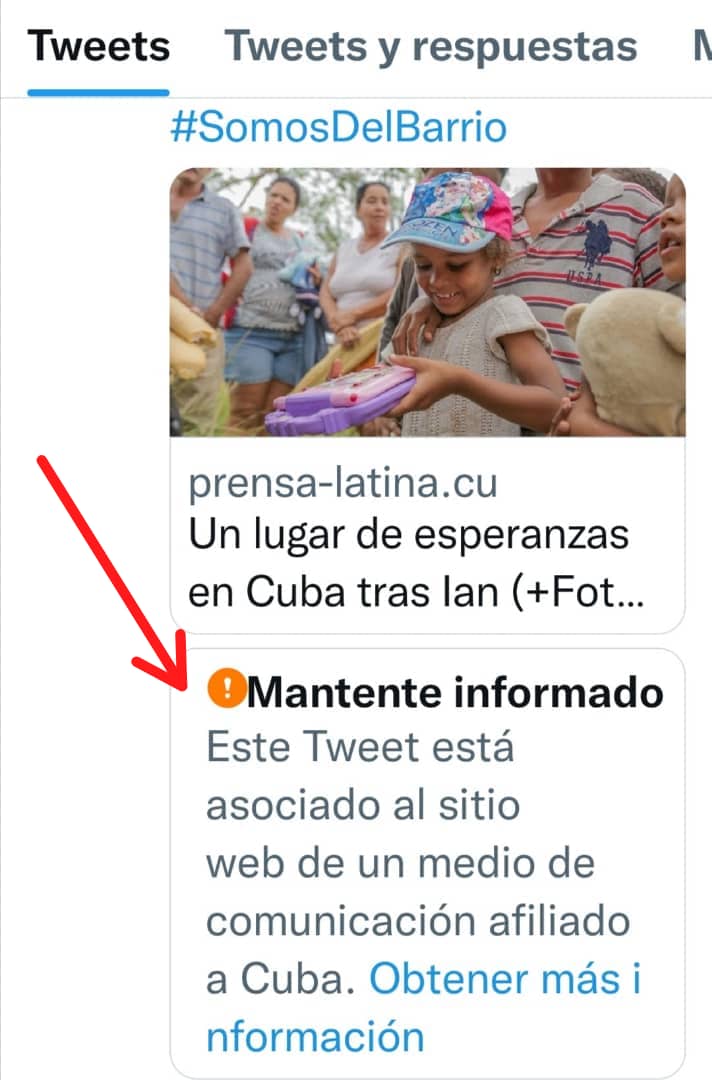 El 'crimen' de ser cubano: Comparto un artículo de Prensa Latina, y Twitter me hace una advertencia... #Cuba #CDRCuba #SoyCederista #SomosDelBarrio