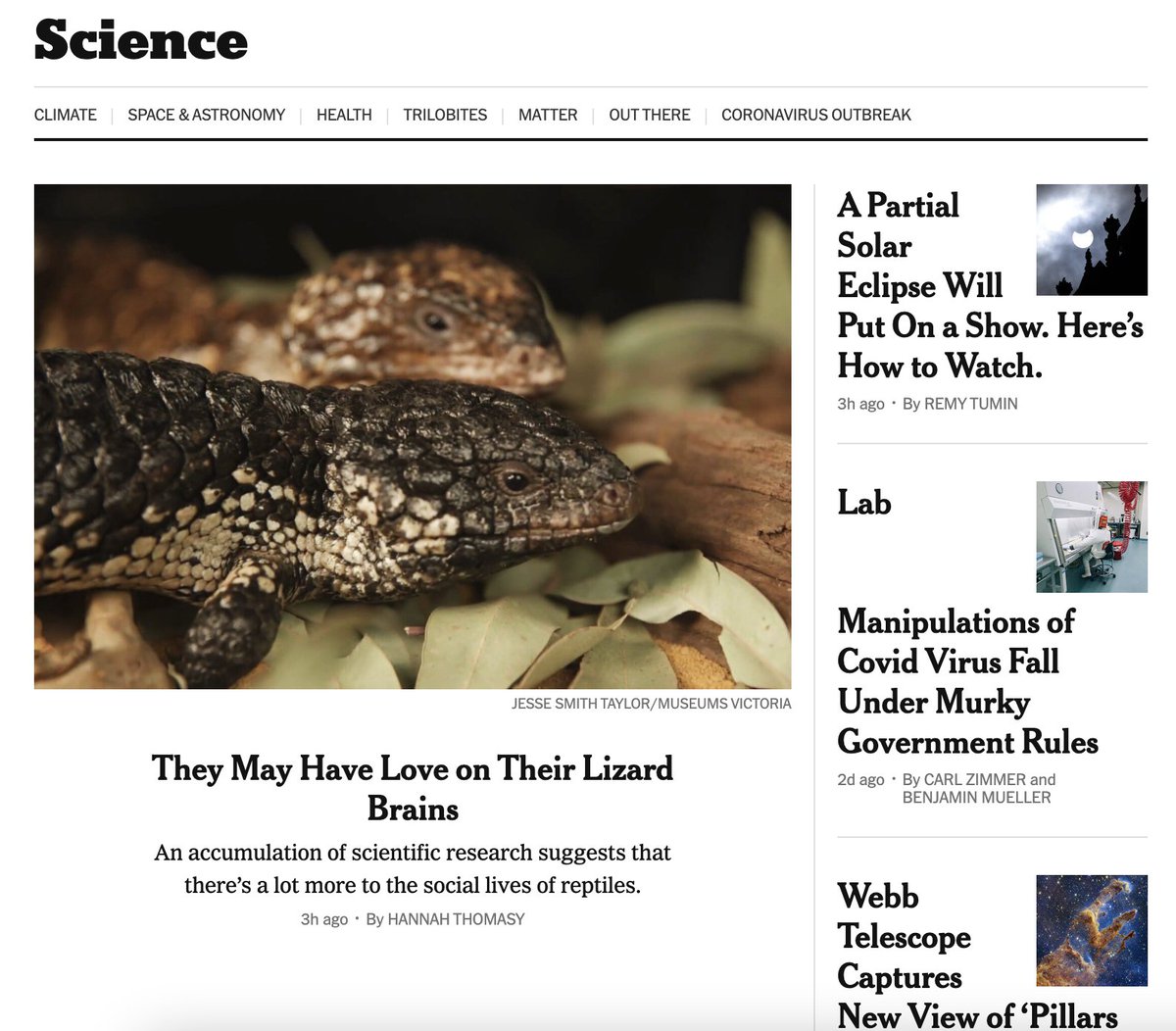 AAAA I'm on the front page of <a href="/NYTScience/">NYT Science</a> next to the actual <a href="/carlzimmer/">Carl Zimmer</a> 🤩