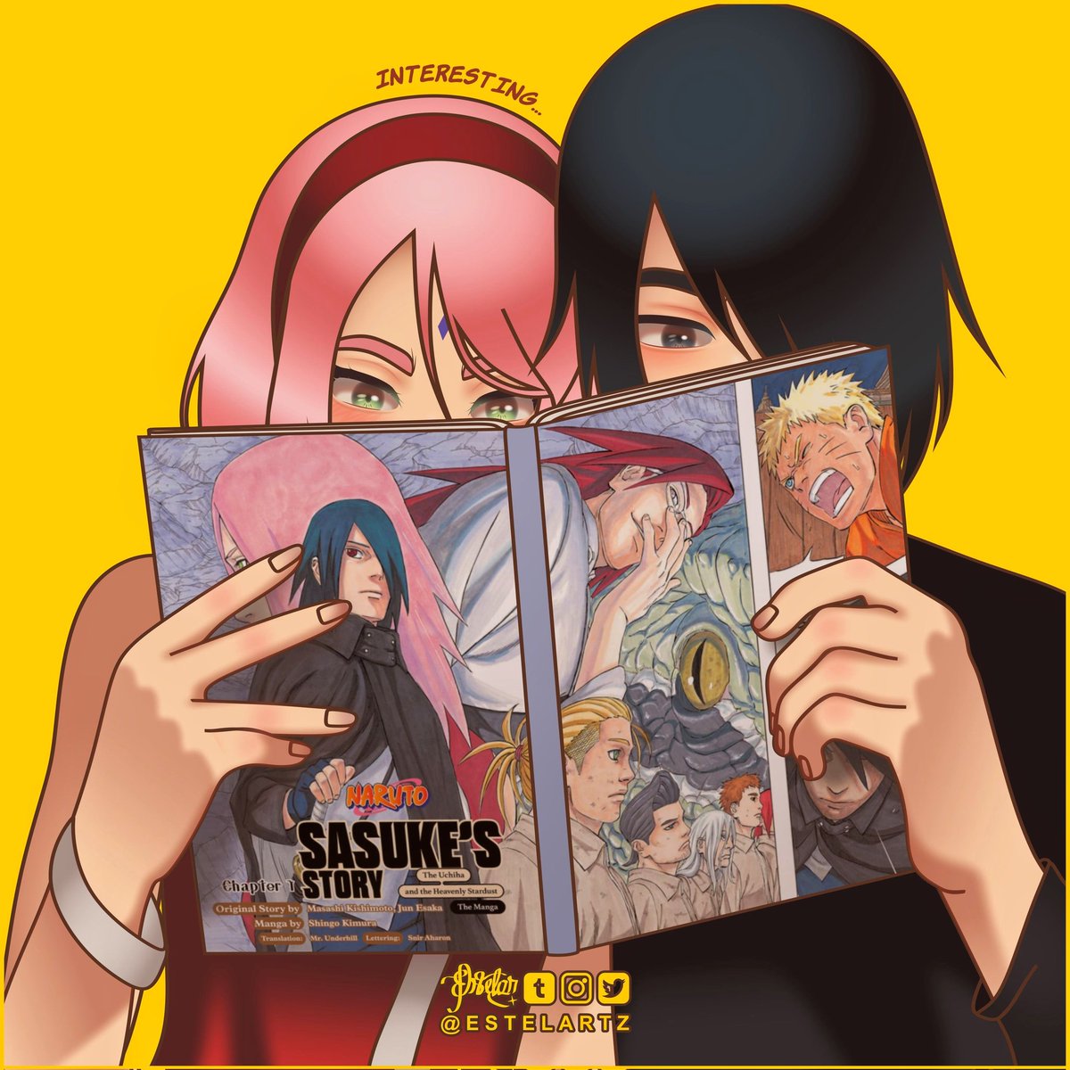 estelartz's tweet photo. Sasuke e Sakura lendo o mangá Retsuden 🦖 https://t.co/wITEFUfYkH