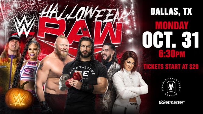 ARCGWWETour's tweet photo. Next Monday, the #ARCGWWETour returns to the @AACenter in @cityofdallas for a special #Halloween edition of #WWERaw. See you there! 🎃👻
#WWEDallas #RAWDallas #DallasBIGWins https://t.co/CfazGd5IiU