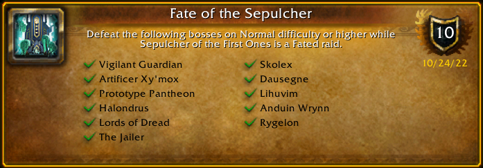 I just earned the [Fate of the Sepulcher] Achievement! #Warcraft