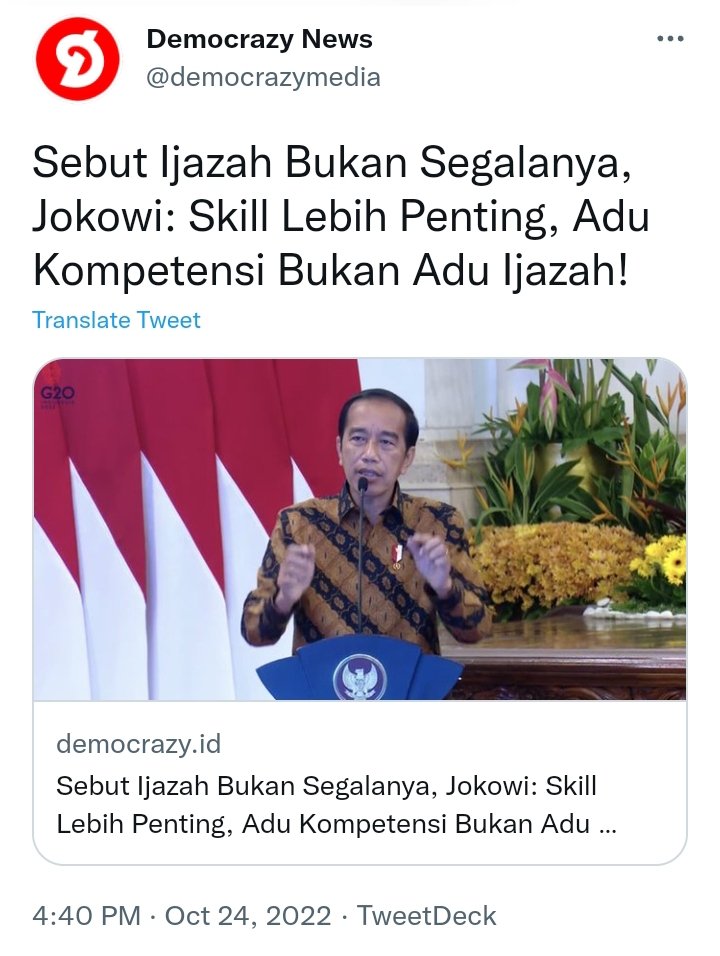 Kalau begitu, ijinkan rakyat mendapatkan pekerjaan tanpa ditanya ijazahnya di semua perusahaan swasta dan BUMN 🙏😊

Boleh kan pak <a href="/jokowi/">Joko Widodo</a> ?