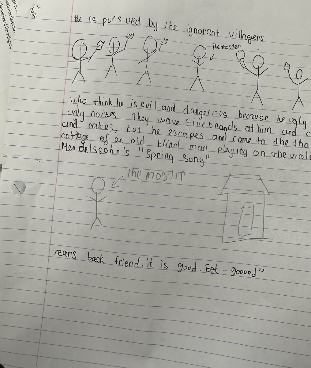 Ss did an #analysis of #Frankenstein this morning and illustrated the poem #teachingreading #WIDA #EL #scaffolds