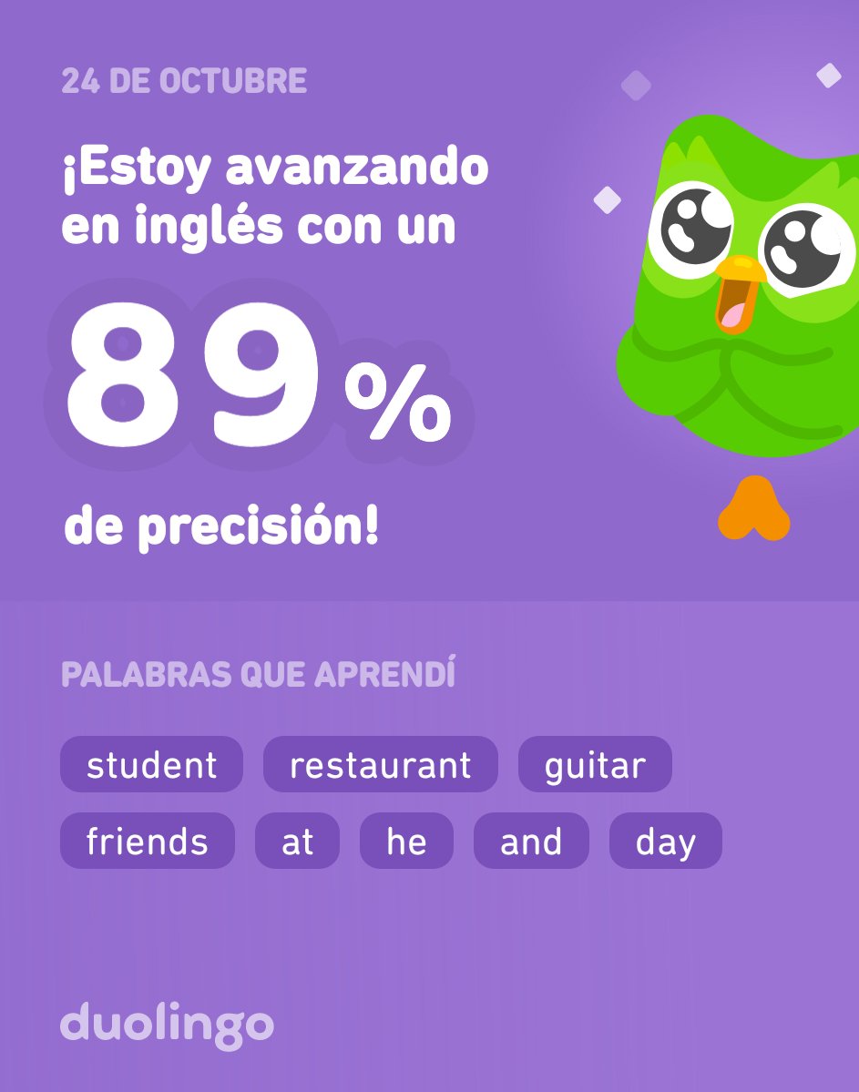 patrimoon30's tweet photo. ¡Estoy aprendiendo inglés en Duolingo! Es gratis, divertido y efectivo. https://t.co/nQEDcFHZKo