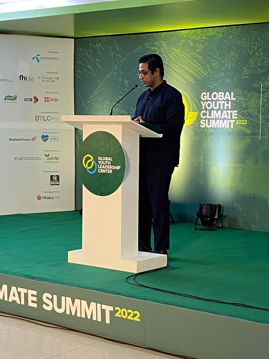 SailaRichi's tweet photo. ''When we think of how climate change has affected Bangladesh, you will notice that many people's lives have really been dismantled. We need to start changing our mindsets and become more responsible people so as to combat climate change'', said @RazzaqNahim at the #GYCS2022. https://t.co/xAgVBkalpA