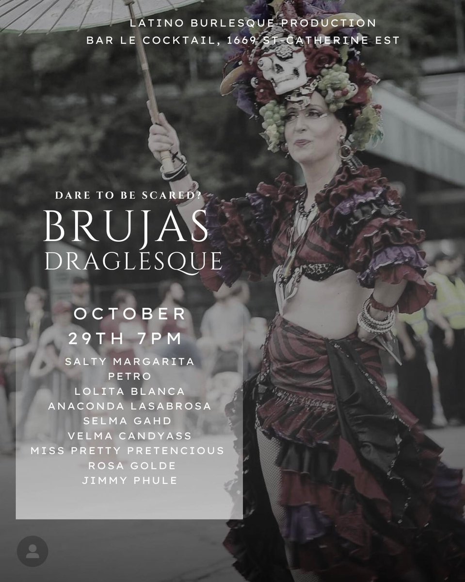 mayitarom's tweet photo. Meet the artist of Brujas Draglesque: Velma Candyass
https://t.co/MXDfEDebO3
#dragfamily #houseofgahd #queerwitch #dragqueen #dragqueens #instadrag #dragshow #dragmtl #mtlnightlife #somontreal #queermtl #gaymtl #mtlevents #mtl #nightlifeca #instagay #qwerrrkout #DragPerfection https://t.co/9eB6rfOHfB