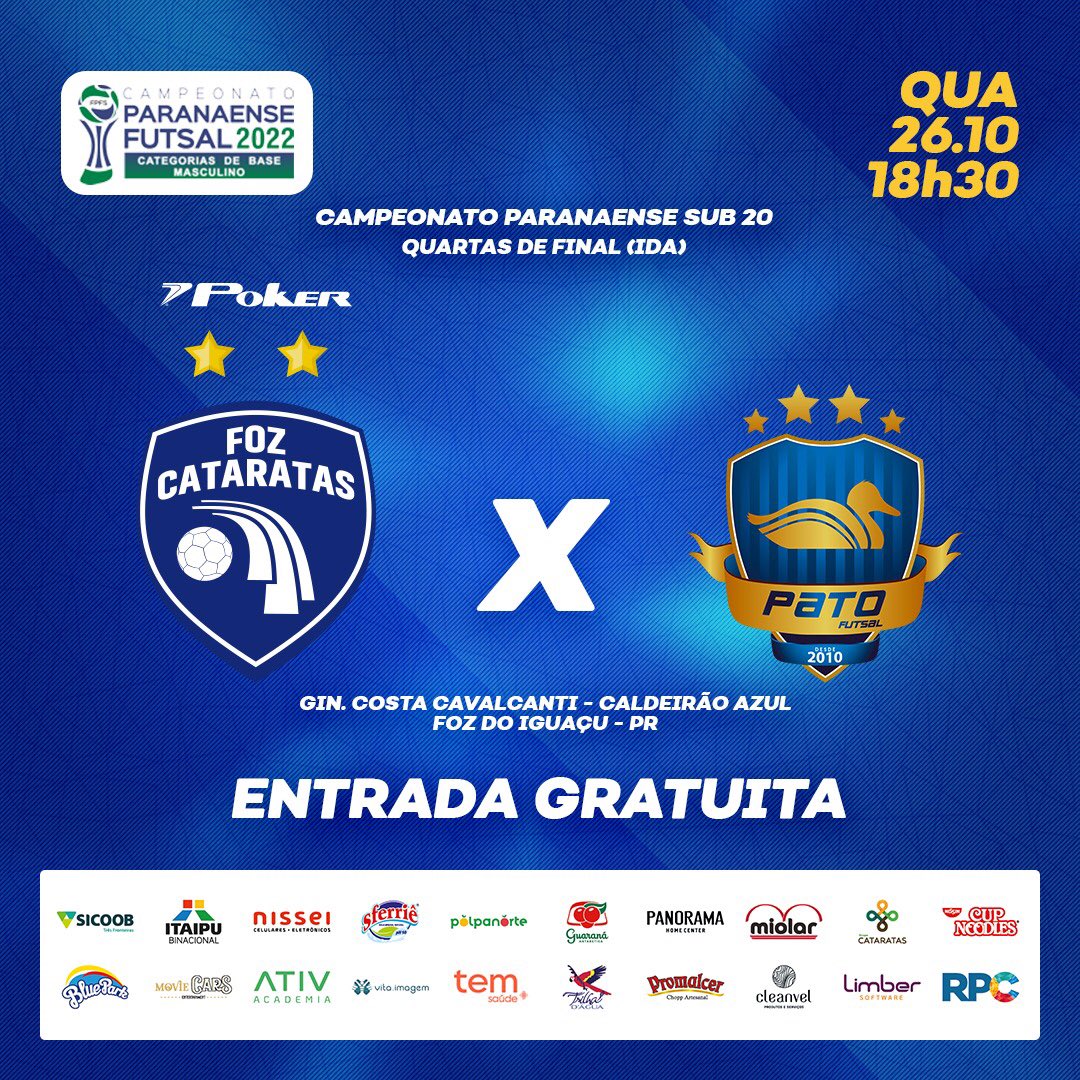 Quarta-feira, 26 de outubro, a base sub 20 do Azulão inicia a fase quartas de final do paranaense. 🔵⚪️