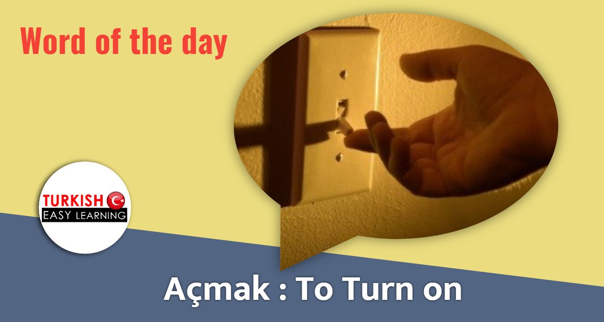 TurkishEasy's tweet photo. "Işığı açıyorum." I am turning on the light.) Now, you can write your own phrase with the verb "açmak".
.
.
.#learnturkish #Turkish #studyturkish #learnturkishlanguage
#learning #LanguageLearning #WordOfTheDay https://t.co/WGnvLhFyn1