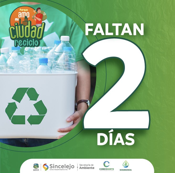 sec_ambiente's tweet photo. Faltan 2 días para la primera reciclatón por el ambiente de #Sincelejo♻️.
Recuerda llevar el aceite de cocina usado y residuos aprovechables a tu institución educativa. 
¡Ayúdanos a transformar el ambiente! 
#TransformamosAmbiente https://t.co/k7JDVae2Oi