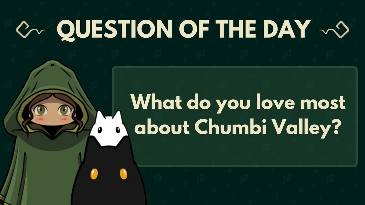 It's time for the Chumbi Valley Question of the day!
 
Please make sure to ❤️, RT and comment your answer with hashtags #IloveChumbi
#ChumbiValley
and post the proof (screenshot) to our discord for some Chumble coins!

#NFTgames #nftcommunity #Chumbi #NFT #nftgame #PlayAndEarn
